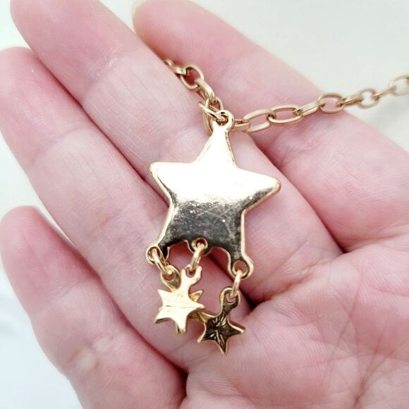 Brand New Gold Tone Pink Stars Necklace - Picture 4 of 8